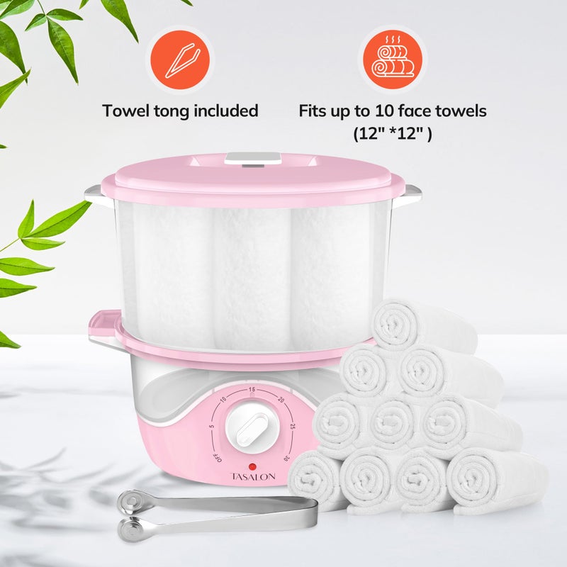 Tasalon Pink Hot Towel Steamer For Facials  5-Min Quick Heating Towel Warmer Machine  Portable Spa Salon Equipment With Aromatherapy For Massage - Image 4