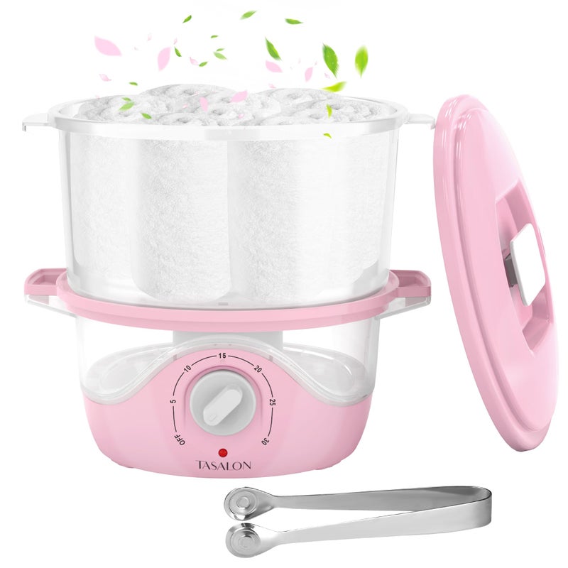 Tasalon Pink Hot Towel Steamer For Facials  5-Min Quick Heating Towel Warmer Machine  Portable Spa Salon Equipment With Aromatherapy For Massage - Image 1