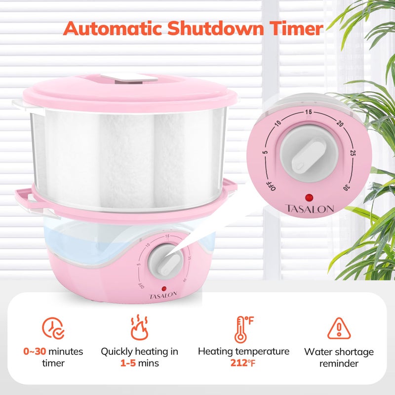 Tasalon Pink Hot Towel Steamer For Facials  5-Min Quick Heating Towel Warmer Machine  Portable Spa Salon Equipment With Aromatherapy For Massage - Image 3