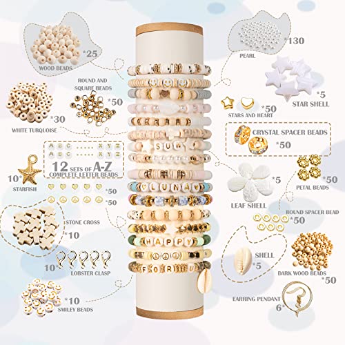 Lynnmos Clay Beads 8000 Pcs 2 Boxes Bracelet Making Kit - 24 Colors Polymer Clay Beads for Bracelet Making Set - Heishi Disc Beads for Jewelry Making kit with Charms and Gift Pack for Girls - Image 3