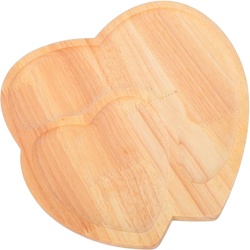 Aramox Heart Shaped Charcuterie Board, Wood Cheese Serving Tray with Raised Edges, Perfect for Snacks and Gift, 22x23x0.9cm (Wood Color) - Image 3