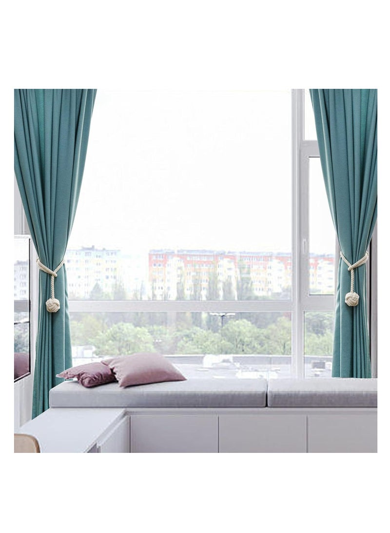 Curtain Tiebacks 2 Pack, Curtain Ties, Curtain Holders for Wall Drapes, Curtain Holdbacks, Handwoven Cotton String Tie Ball for Curtains Pull Backs  - Image 2