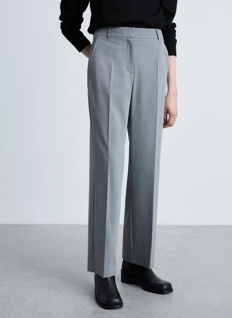 MANGO Casual Straight Mid-Rise Pants