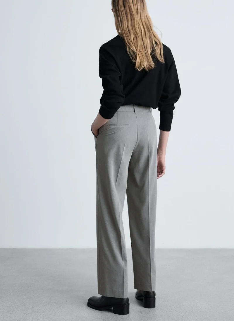 MANGO Casual Straight Mid-Rise Pants