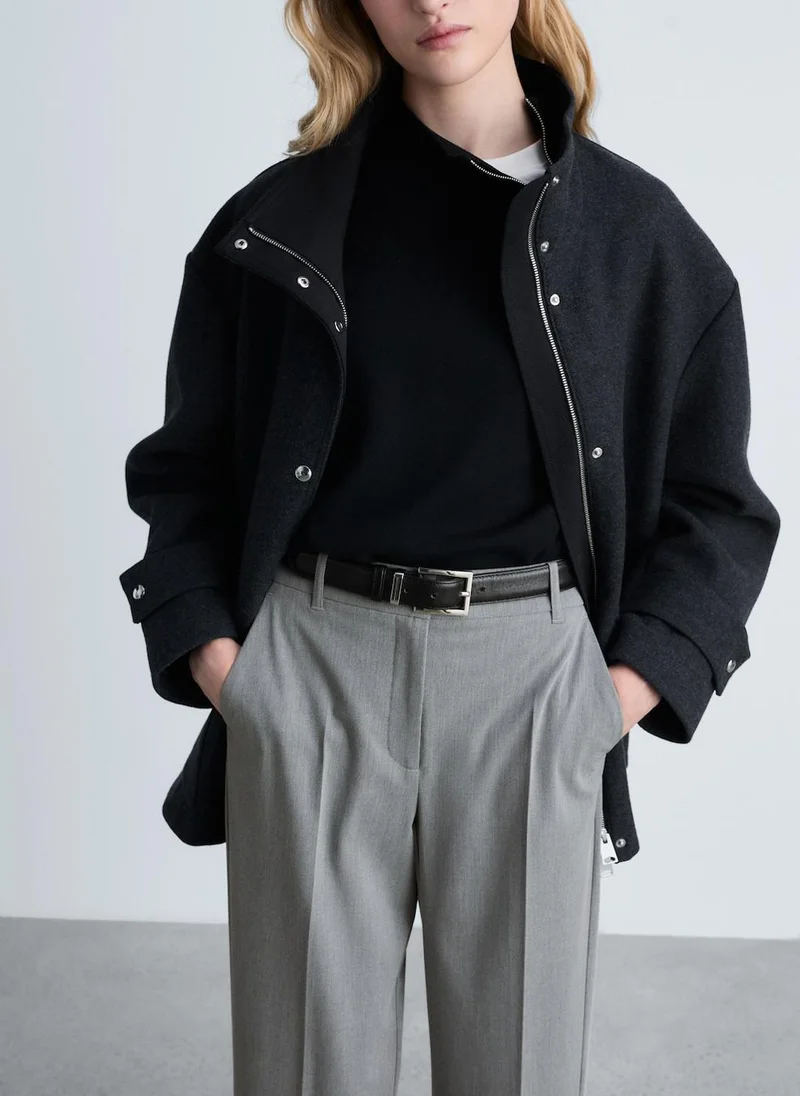 MANGO Casual Straight Mid-Rise Pants