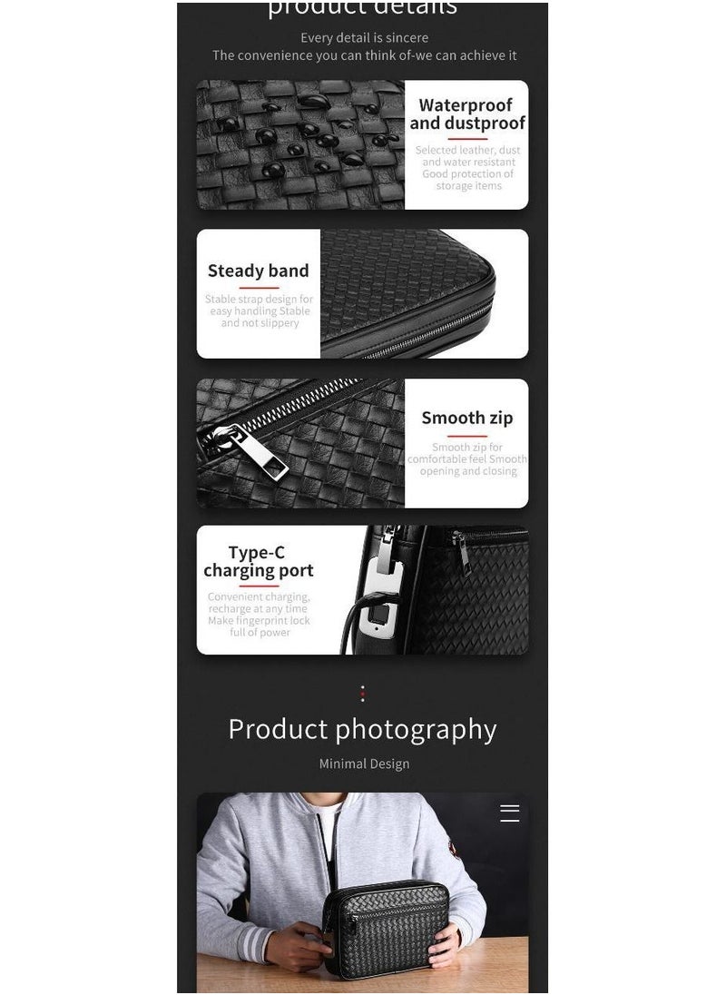 Generic - Fingerprint Lock Handbags Men Genuine Leather Purse Clutch Handbag Cash Bag For Man - Image 1