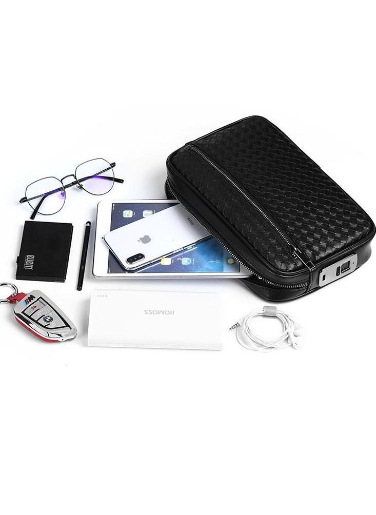 Generic - Fingerprint Lock Handbags Men Genuine Leather Purse Clutch Handbag Cash Bag For Man - Image 1