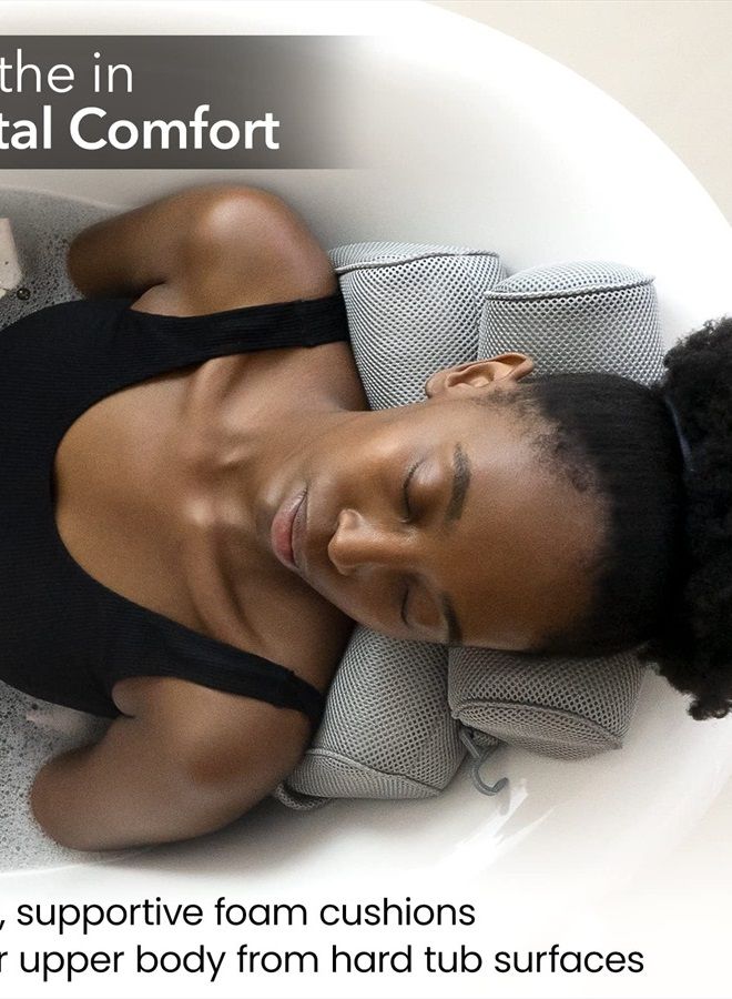 Everlasting Comfort وسادة استحمام فاخرة - وسادة دعم للرأس والرقبة والظهر لحوض الاستحمام، السبا، النقع - Image 3