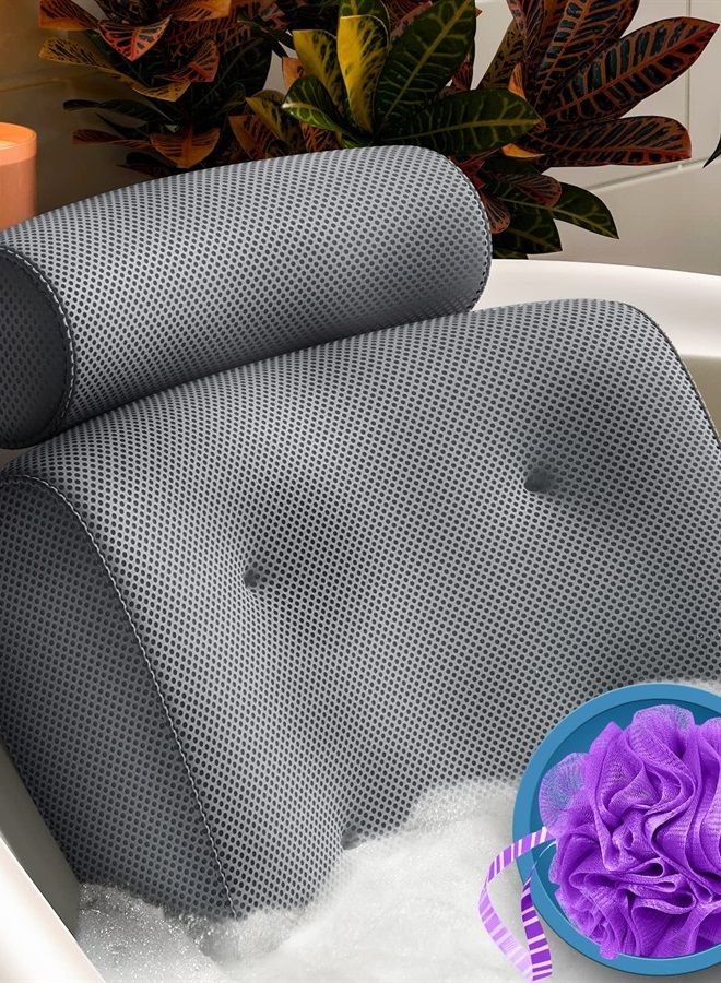 Everlasting Comfort وسادة استحمام فاخرة - وسادة دعم للرأس والرقبة والظهر لحوض الاستحمام، السبا، النقع - Image 1