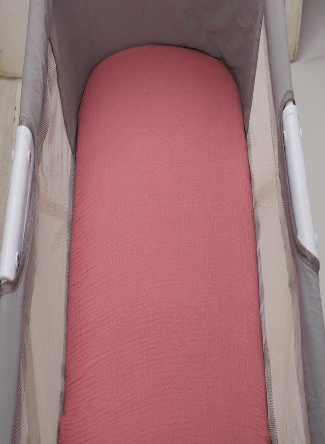 Onacosht Muslin Bassinet Sheets 33" x 19" Compatible with Mika Micky, KoolaBaby (3 in 1), BabyBond, HARPPA and RICUTON Bedside Bassinet, 2 Pack for Baby Boy and Girl, Pink and Pastel Violet - Image 5
