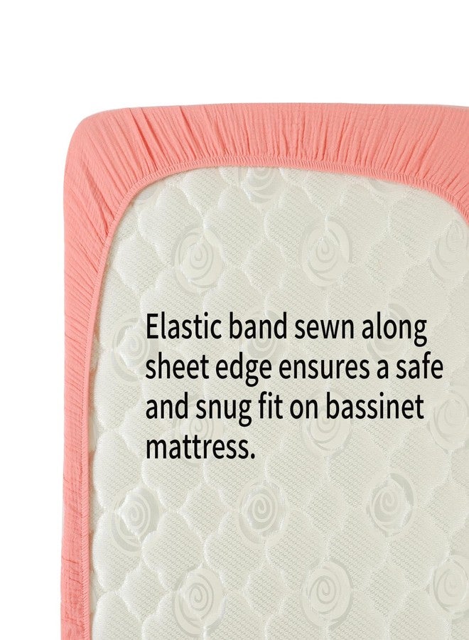 Onacosht Muslin Bassinet Sheets 33" x 19" Compatible with Mika Micky, KoolaBaby (3 in 1), BabyBond, HARPPA and RICUTON Bedside Bassinet, 2 Pack for Baby Boy and Girl, Pink and Pastel Violet - Image 4