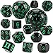 CiaraQ DND Polyhedral Dice Set 15pcs D4D100 Game Dice with Dice Bag for Dungeons and Dragons Role Playing Table Games Black Green - Image 2