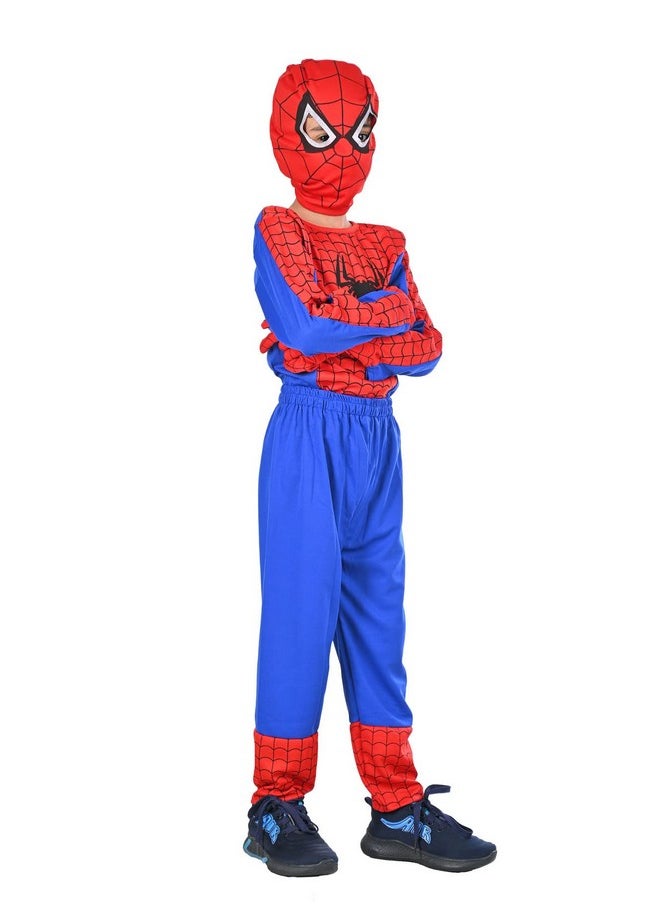 BookMyCostume BookMyCostume Red Blue Superhero with Gloves Kids Fancy Dress Costume | Imported | Standard 5-6 Years Blue/Red  - Image 2