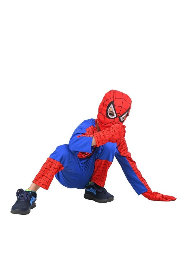 BookMyCostume BookMyCostume Red Blue Superhero with Gloves Kids Fancy Dress Costume | Imported | Standard 5-6 Years Blue/Red  - Image 4