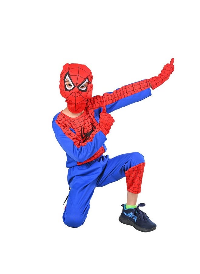 BookMyCostume BookMyCostume Red Blue Superhero with Gloves Kids Fancy Dress Costume | Imported | Standard 5-6 Years Blue/Red  - Image 1
