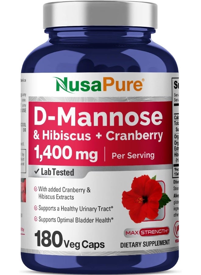 NusaPure D-Mannose 1400 mg 180 Veggie Caps - Image 1