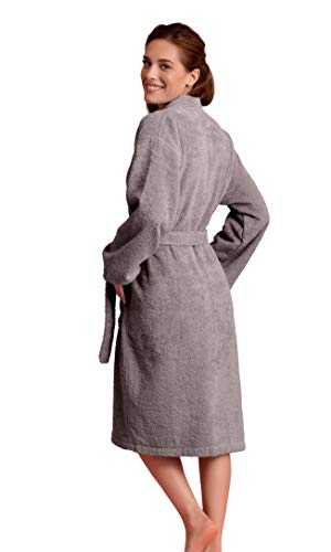 Soft Touch Linen Premium Women's Terry Cloth Bathrobe - Absorbent Terry Cloth Robe - Deluxe Turkish Terrycloth for Women-Towel-like Material-(Gray, Small) - Image 4