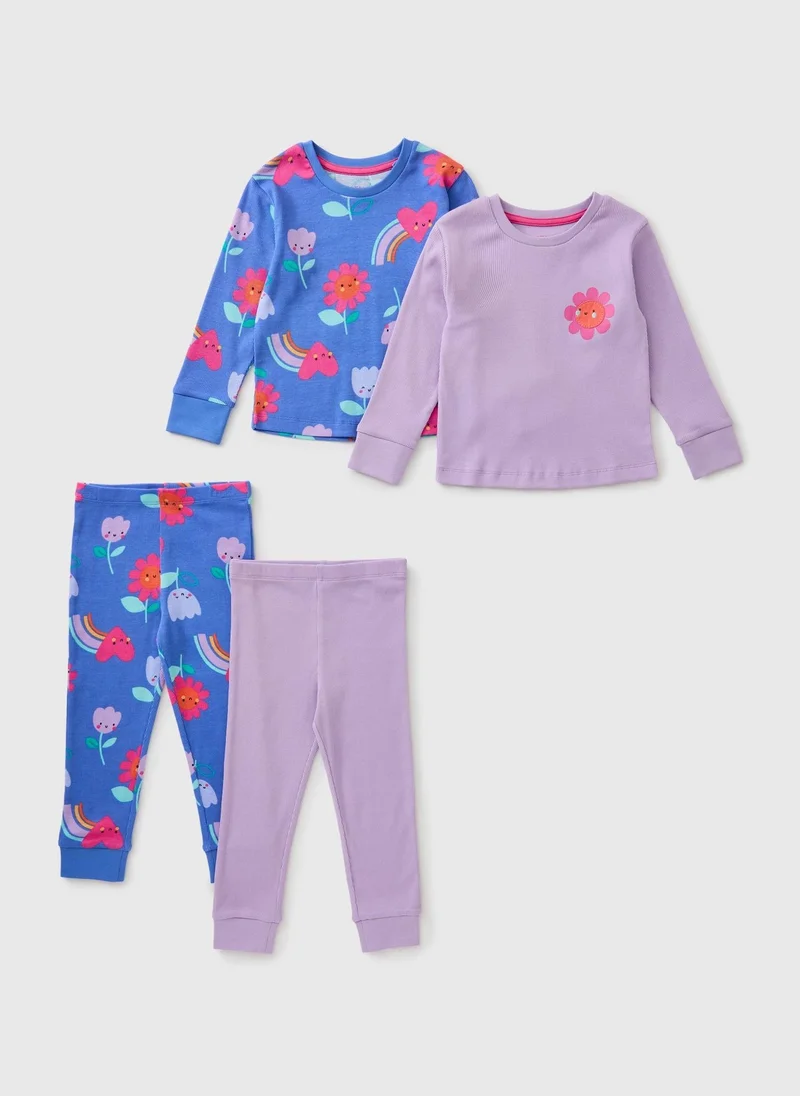 2 Pack Girls Floral Pyjama Set