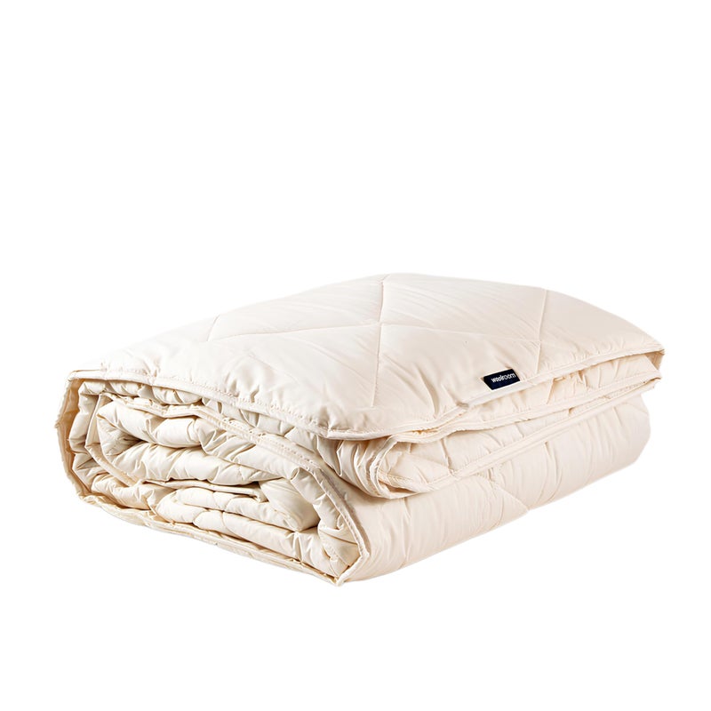 WOOLROOM Deluxe Washable Medium 710 tog All Season Wool Duvet Double Size  100 Natural British Wool Organic Cotton Bedding  Hypoallergenic Temperature Moisture Control Feather Down Alternative