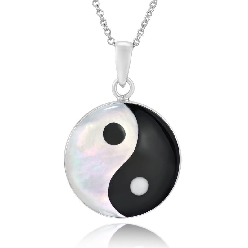 AeraVida Yin Yang Balance of Life .925 Sterling Silver Necklace for Men and Women, 18 inch - Image 1