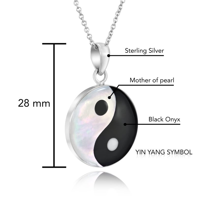 AeraVida Yin Yang Balance of Life .925 Sterling Silver Necklace for Men and Women, 18 inch - Image 5