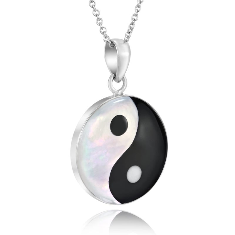AeraVida Yin Yang Balance of Life .925 Sterling Silver Necklace for Men and Women, 18 inch - Image 2