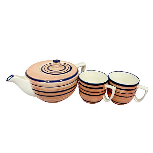 Lemon Tree Ceramic Teapot Serving Kettle with 2 Cup Red Color