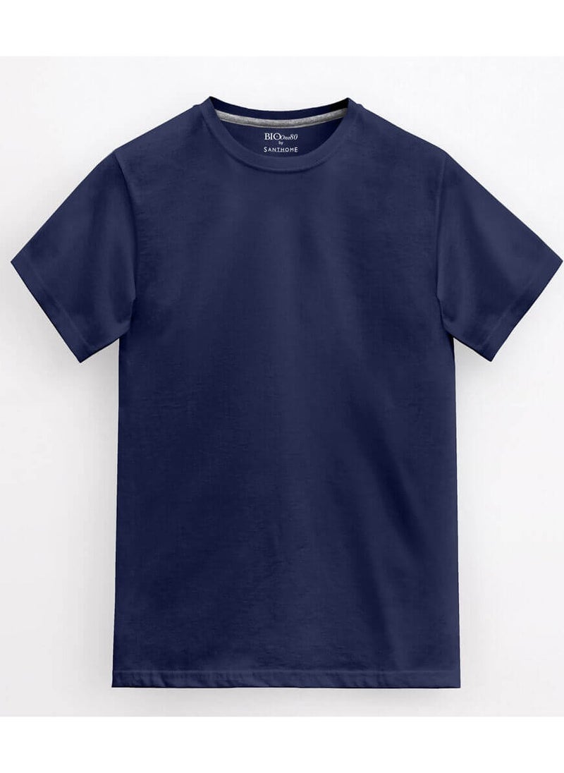 SANTHOME Plain round neck t-shirts for men  - Image 5