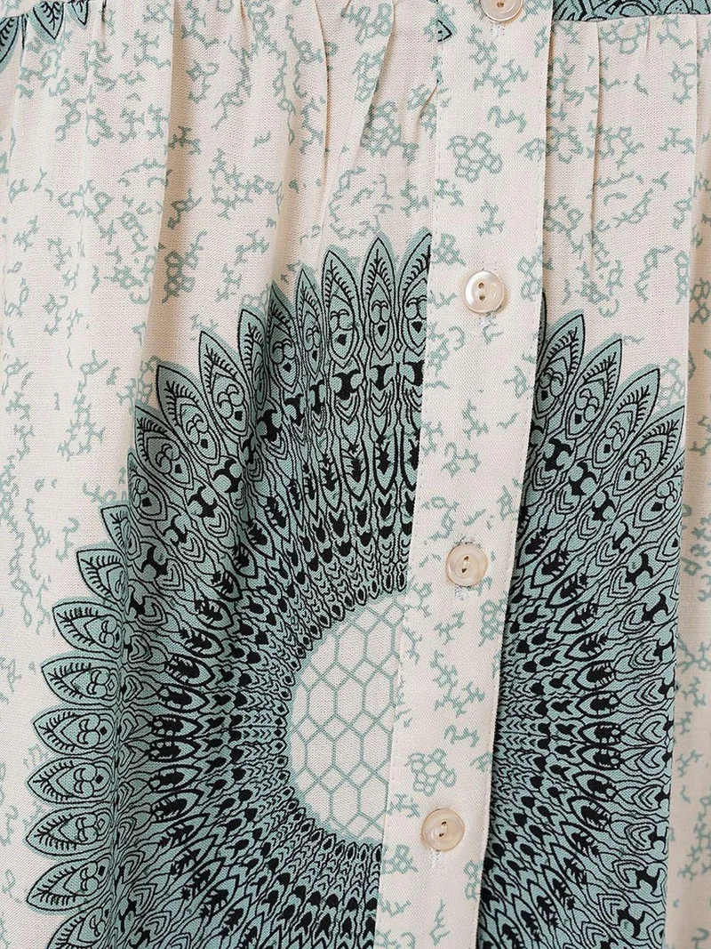 BIG DART BDART Printed V-Neck Maxi Dress with Button Closure