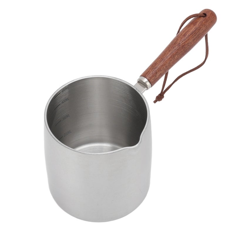 Butter Warmer Pot: Stainless Steel With Induction Bottom, Fast Even Heating, 2 Pour Spouts, Wooden Handle - Versatile Milk Warmer Saucepan for Home Kitchen Small Batch Cooking - Image 3