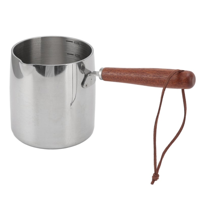 Butter Warmer Pot: Stainless Steel With Induction Bottom, Fast Even Heating, 2 Pour Spouts, Wooden Handle - Versatile Milk Warmer Saucepan for Home Kitchen Small Batch Cooking - Image 1