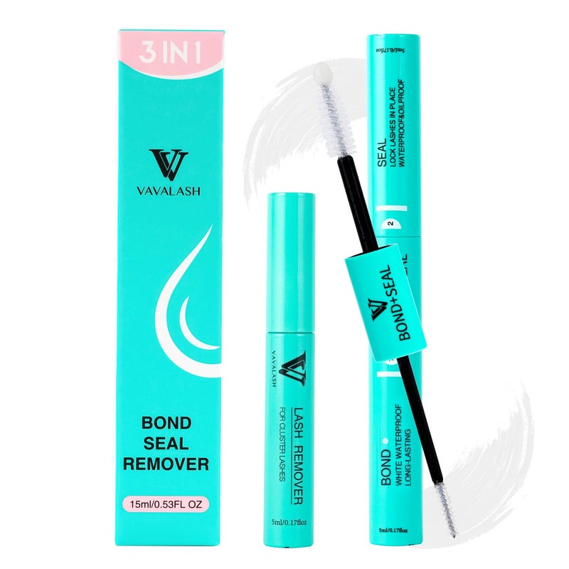 VAVALASH 3 in 1 Clear Lash Bond and Seal Clusters Glue Lash Remover Waterproof Cluster Lash Glue for DIY Eyelash Extension Strong Hold Individual for DIY Lashes at Home White - Image 2