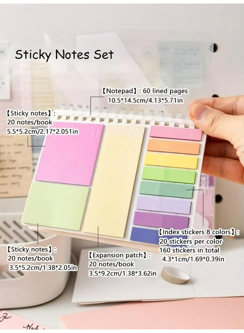 Sticky Notes Set, Divider Sticky Notes Tabs, college school supplies, college essentials , Multi-functional A6 Notebook with 220 Translucent Stickers for Students , Journaling, school Supplies, Office, Soft Coil, Pink - Image 4