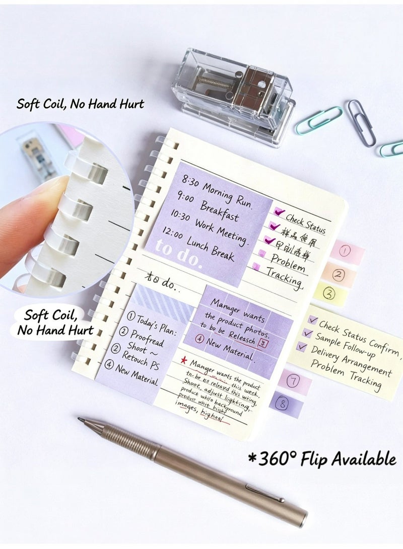 Sticky Notes Set, Divider Sticky Notes Tabs, college school supplies, college essentials , Multi-functional A6 Notebook with 220 Translucent Stickers for Students , Journaling, school Supplies, Office, Soft Coil, Pink - Image 5