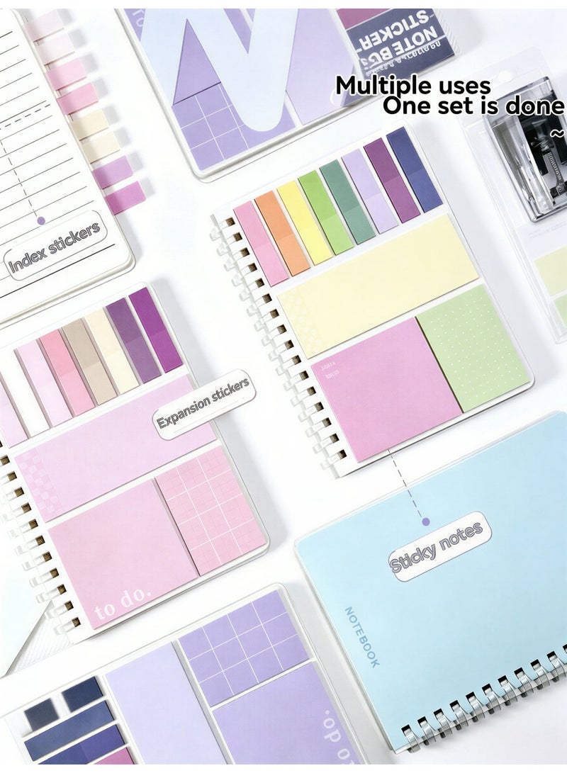 Sticky Notes Set, Divider Sticky Notes Tabs, college school supplies, college essentials , Multi-functional A6 Notebook with 220 Translucent Stickers for Students , Journaling, school Supplies, Office, Soft Coil, Pink - Image 3