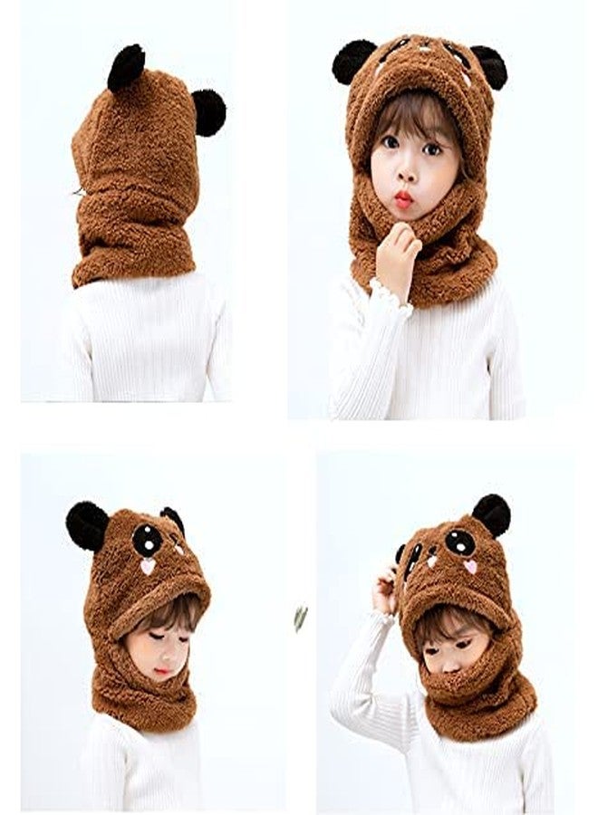 Krystle Baby Boy's & Girl's Cute Panda Animal Beanie Hat Hooded Scarf Fleece Cap Balaclava (Brown)-(2-4 Year) - Image 5