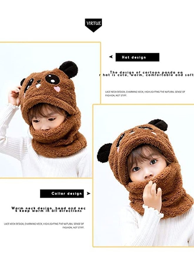 Krystle Baby Boy's & Girl's Cute Panda Animal Beanie Hat Hooded Scarf Fleece Cap Balaclava (Brown)-(2-4 Year) - Image 3