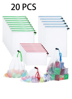 20 Pieces Reusable Produce Bags Mesh Pouch, Toy Storage Bags Drawstring Washable Organization 5 Large 8 Medium 7 Small for School Office, Puzzles Games Storage (Multicolour) - pzsku/Z0DC047CF8B0D31228080Z/45/_/1739777619/b9d70a9a-2052-4eb8-a708-491c37b6a9bd