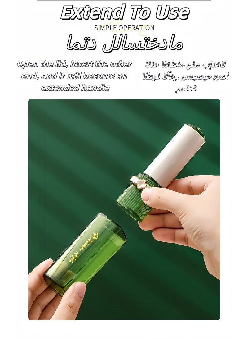 Portable Mini Lint Roller,Portable Clothing Lint Remover with Cover and 4PCS Replacement Refills, Handheld Pet Hair Remover for Carpets, Sofa, Clothes, Furniture, Cars / Lipstick Shape / Green /10.5CMX2.3CM - Image 4