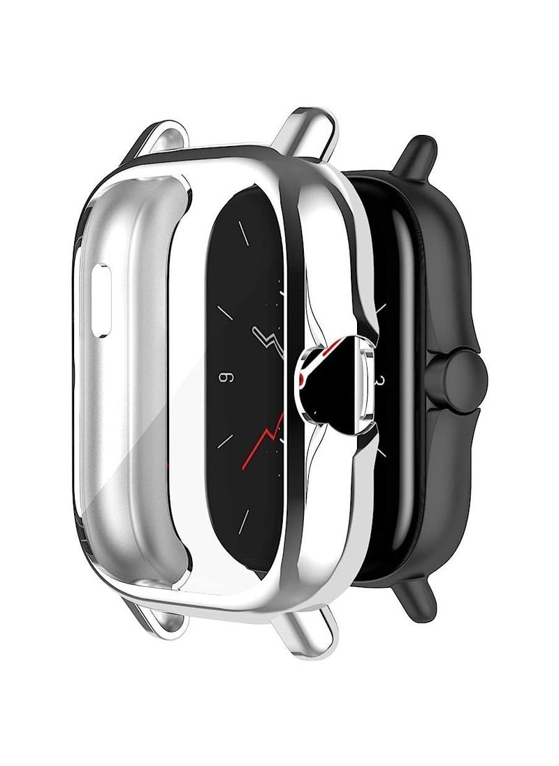 Generic - Screen Protector Case Compatible with Amazfit GTS 2 Mini/Bip U Pro/Bip S/Bip Lite/Bip 1S/Bip Lite 1s/Amazfit A1608 Watch Soft TPU Shockproof Cover Slim Guard Thin Bumper Shell Protector (Silver) - Image 1