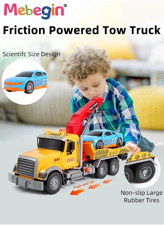 MEBEGIN Rescue Trailer Toy with Extendable Transmission Panel and Removable Lifting Tower, Friction Powered Tow Truck Toy Set with 1 Roadster, Creative Crane Toy with Lights and Sounds, Fun Car toy, Ideal Gift for Kids Aged 3+  - Image 4