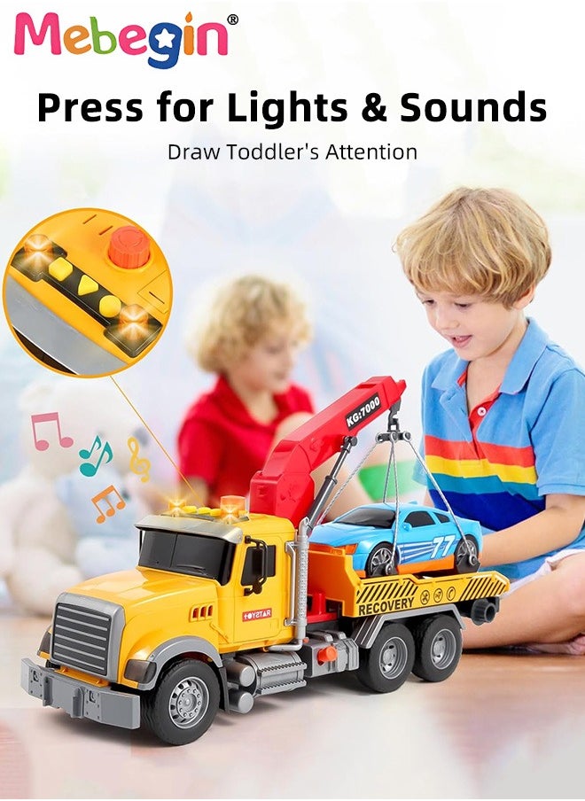 MEBEGIN Rescue Trailer Toy with Extendable Transmission Panel and Removable Lifting Tower, Friction Powered Tow Truck Toy Set with 1 Roadster, Creative Crane Toy with Lights and Sounds, Fun Car toy, Ideal Gift for Kids Aged 3+  - Image 3