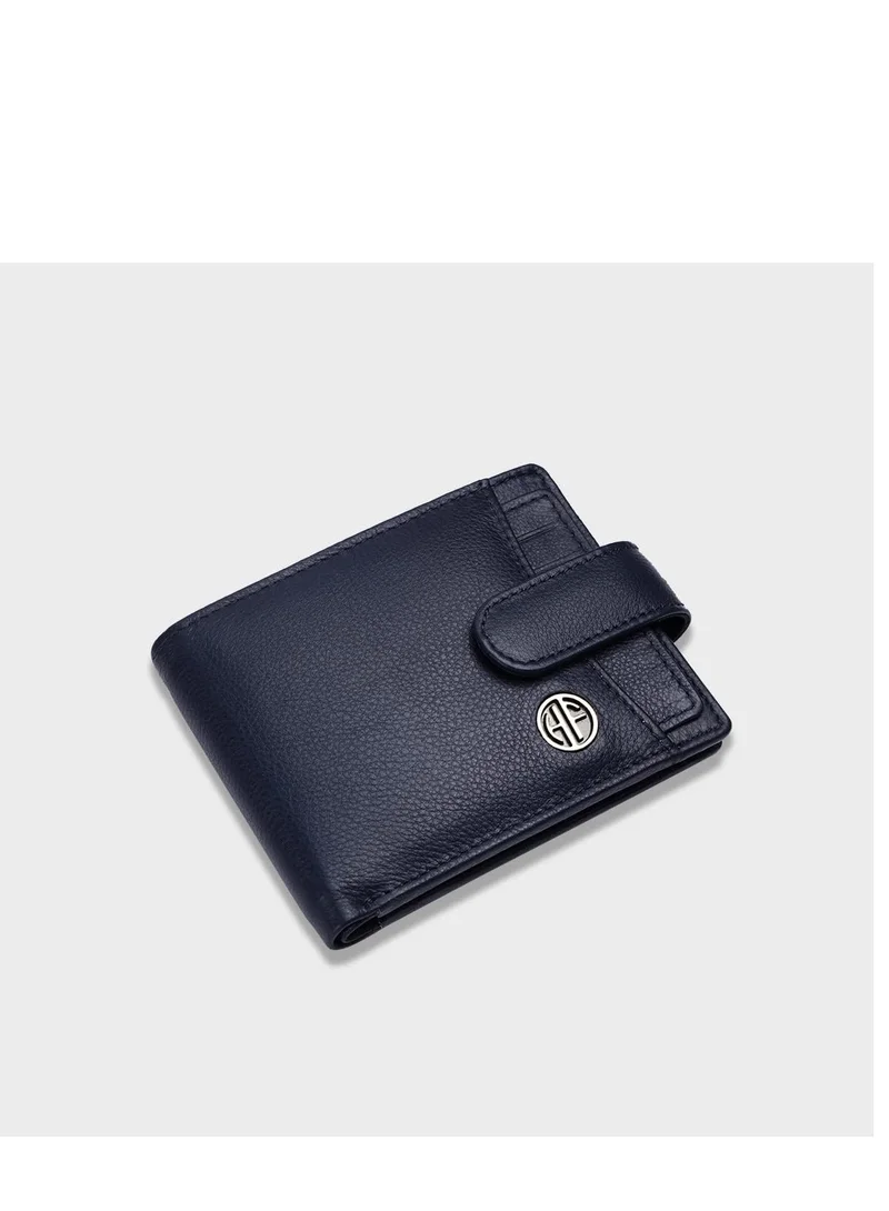  هاموندز فلاي كاتشر محفظة جلدية للرجال | ٥ فتحات للبطاقات | جيب واحد للعملات المعدنية | حجرتان مخفيتان | فتحتان للعملات، لون أزرق، تصميم بسيط