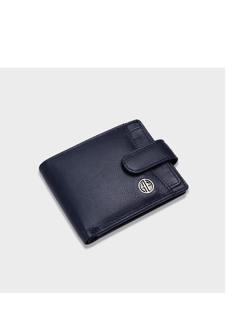 Leather Wallet for Men|5 Card Slots| 1 Coin Pocket| 2 Hidden Compartment|2 Currency Slots, Blue, Minimalist