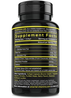 SmarterVitamins SmarterVitamins Smarter Energy Pills & Maca Root with 200mg Caffeine Pills Added Coconut MCT Oil for Stamina & Mood Boost  - Image 2