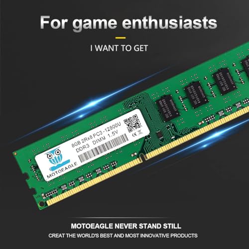 Motoeagle 16GB (2X8GB) PC3-12800U DDR3-1600 UDIMM 2Rx8 DIMM RAM DDR3 8GB 1600MHz SDRAM 240-Pin 1.5V CL11 Non-ECC Desktop PC Memory Kit DIMM - Image 2