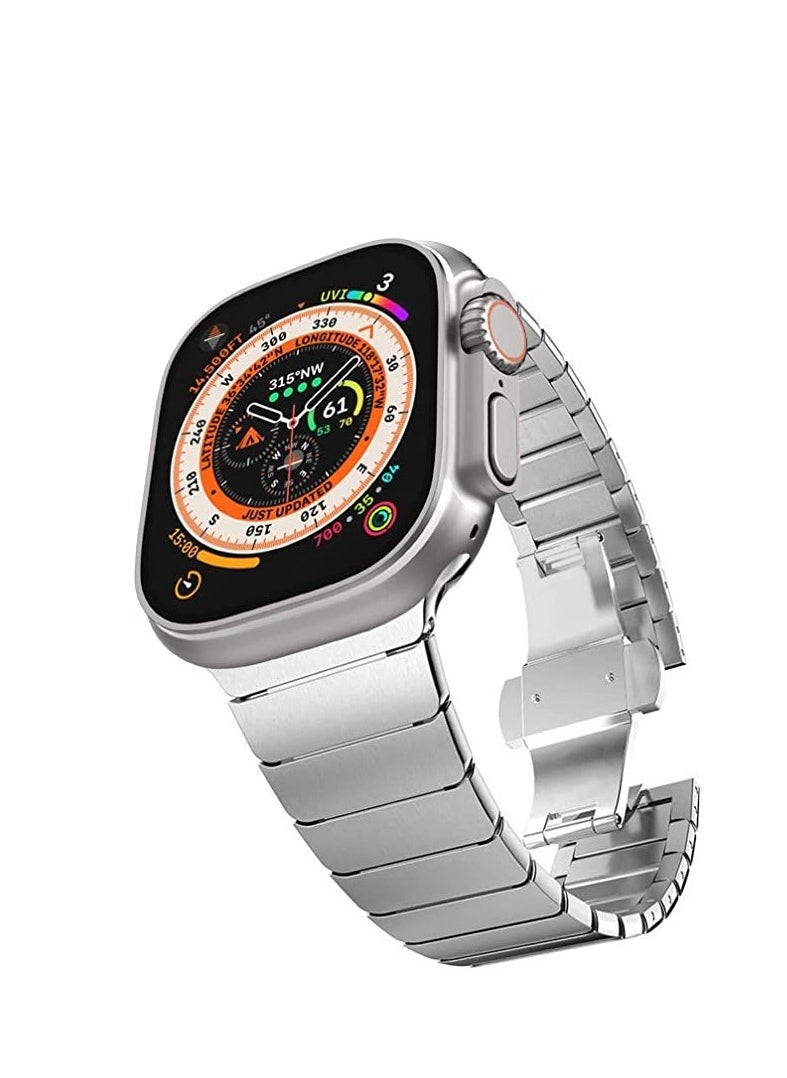 Generic - Apple Watch 49mm, 45mm, 44mm, 42mm, Adjustable Strap Compatible With Apple Watch Ultra And Ultra 2, Series 3,4,5,6,7,8,9 - Stainless Steel Bracelet Watch Band Strap - Silver - Image 1
