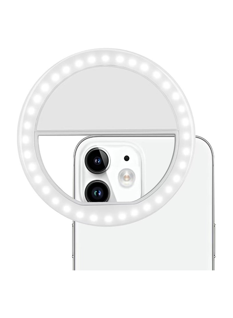 184 Selfie Ring Light with 36 LED Bulbs, Flash Lamp Clip Ring Lights Fill-in Lighting Portable for Phone/Tablet/iPad/Laptop Camera - White. (WHITE) - Image 1