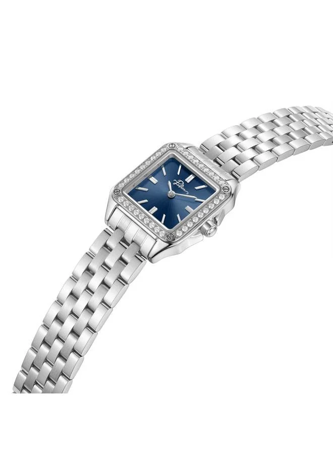 POLICE Omaha Blue Dial Stainless Steel Bracelet Analog Watch for Women, 27.8mm