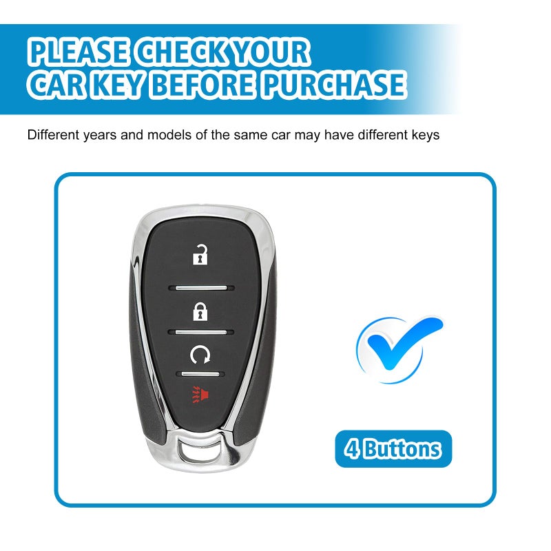 Rislobx Key Fob Cover Fit for Chevy Key, Car Key Case Protector for Volt Bolt Spark Equinox Traverse Trax (4 Buttons S-White) - Image 2